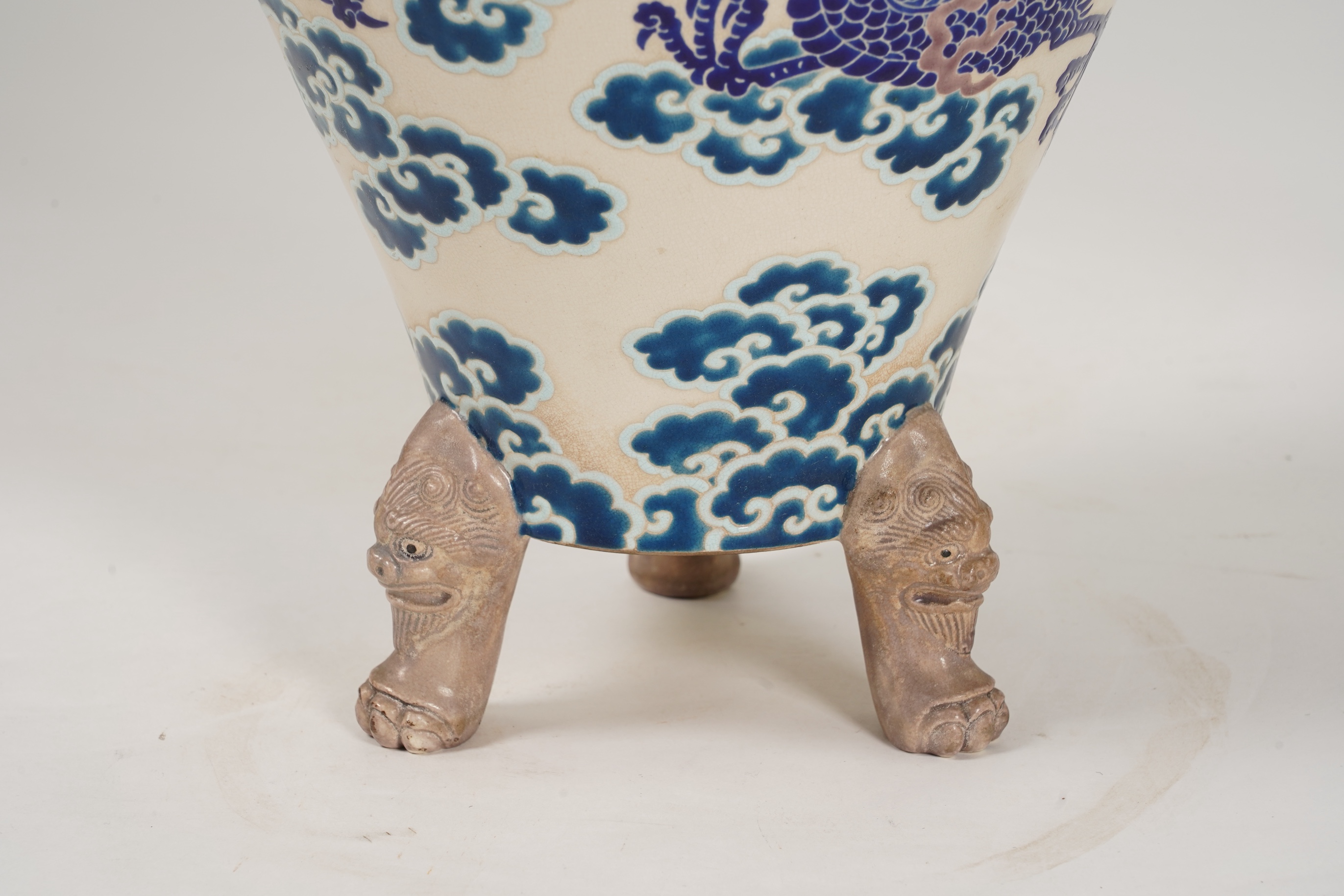 A Japanese Satsuma gosu blue ‘dragon’ vase, 19th century